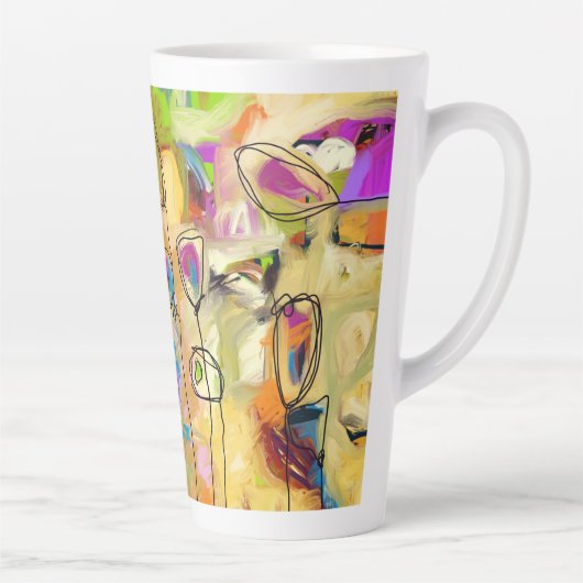 Latte Mok met Abstracte bloemen (Rechts)