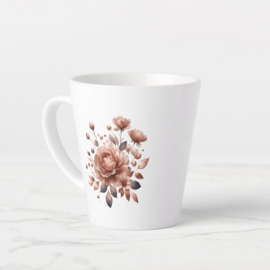 Latte Mok met Elegant Rose Bouquet (Linkerhoek)