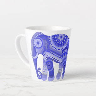 Latte mok met koele blauwe olifant