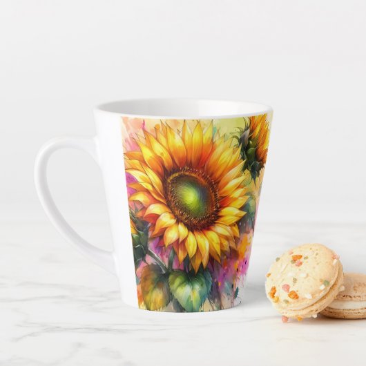 Latte Mok - Mooie Gele Zonnebloemen (In situ)