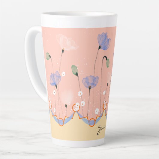 Latte Mok - PEG thema met papavers, aangepaste tek (Linkerhoek)