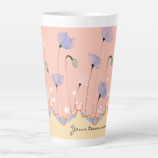 Latte Mok - PEG thema met papavers, aangepaste tek (Voorkant)