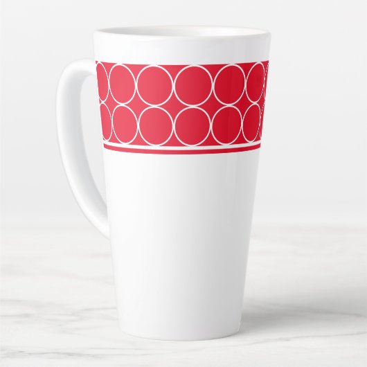 Latte Mok-Rode en Witte Stippen Latte Mok (Linkerhoek)