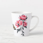 Latte Mok - Roze pioenbloemen, vlinder (Rechts)