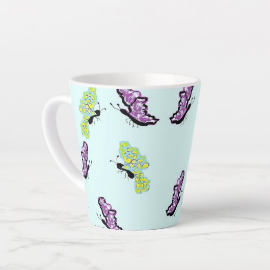 Latte Mok: Schoonheid van Vlinders Mok (Linkerhoek)