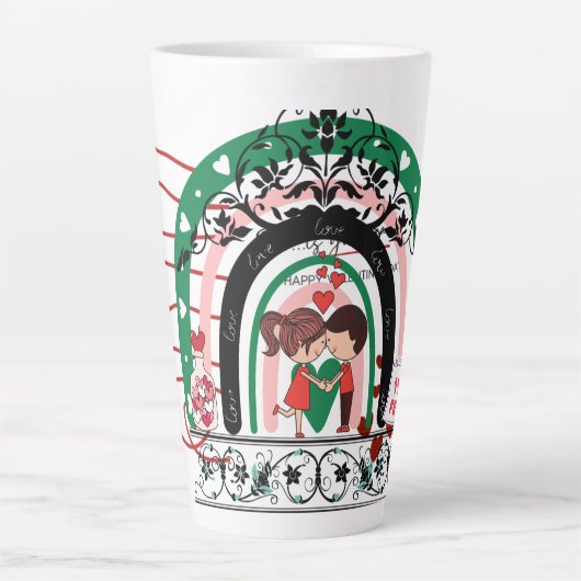 Latte Mok wit ontwerp Valentijnsdag cadeau (Voorkant)