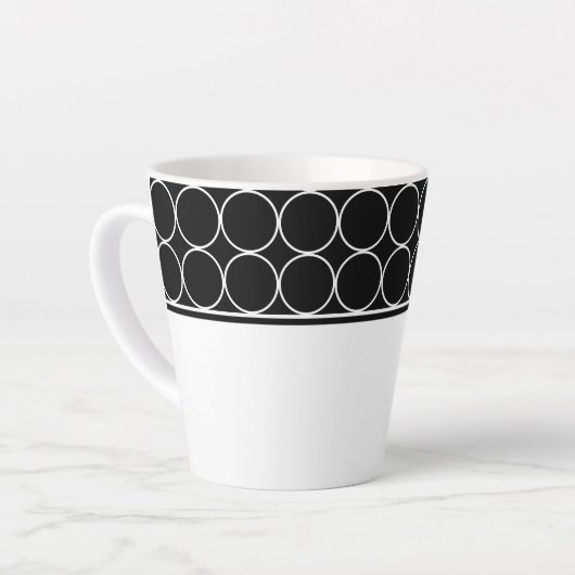 Latte Mok-zwarte en witte Stippen Latte Mok (Linkerhoek)