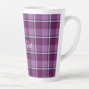 Latte mokkop purper en trendy roze ruitjes mok