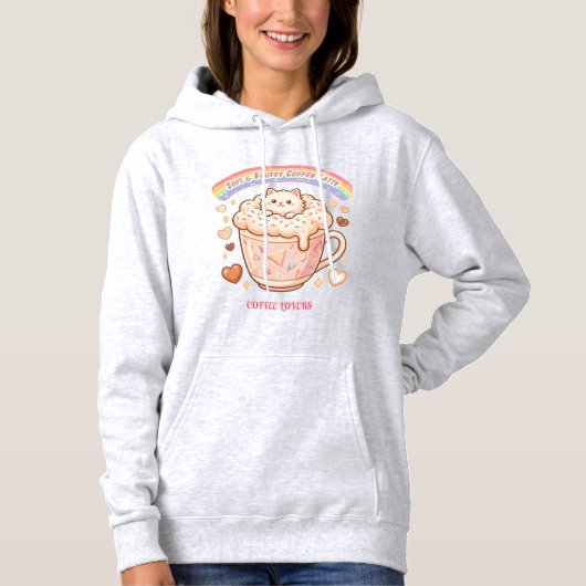 Latte Mooie Kat Koffie  Hoodie (Voorkant)