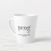 Latte Mug 12 oz flaired - "pcog" aconym and words Mok (Linkerhoek)