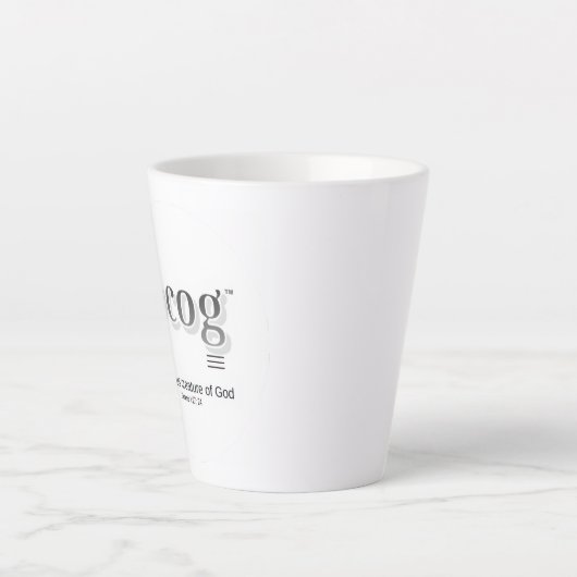 Latte Mug 12 oz flaired - "pcog" aconym and words Mok (Voorkant)