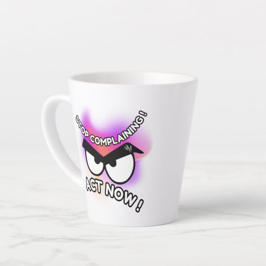 Latte Mug 12oz : Act Now Latte Mok (Linkerhoek)