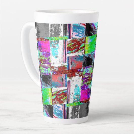 Latte Mug – Abstract Grid Mok (Linkerhoek)