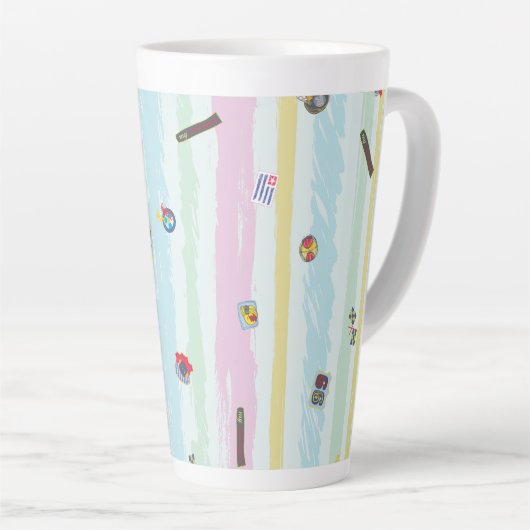 Latte Mug – Sports & Stripes Pastel Racing Design Latte Mok (Rechterhoek)