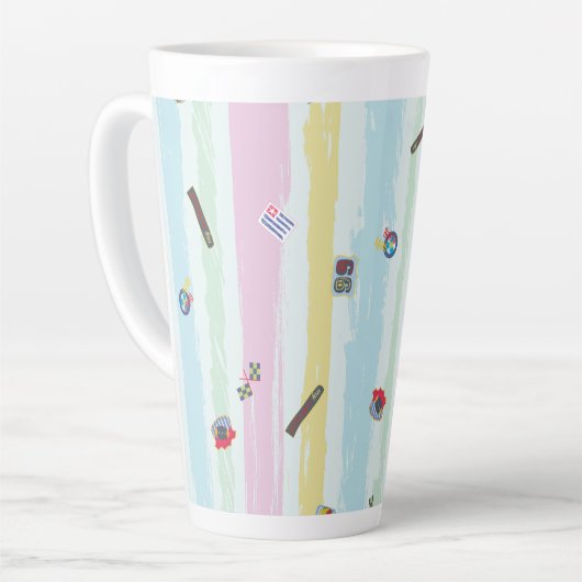 Latte Mug – Sports & Stripes Pastel Racing Design Mok (Linkerhoek)