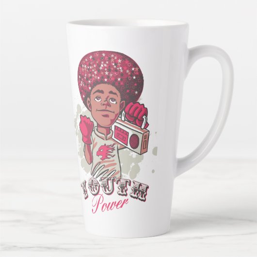 Latte Mug – YOUTH Power Afro & Boombox Urban  Latte Mok (Rechts)