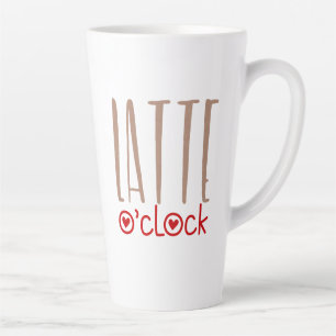 Latte O Clock Fun Quote Quirky Typografie Latte Mok