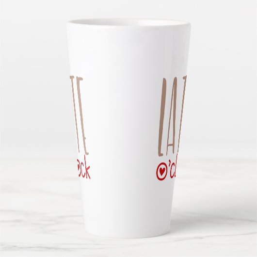 Latte O Clock Fun Quote Quirky Typografie Mok (Voorkant)
