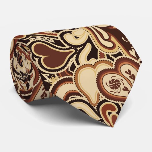 Latte Paisley Print Stropdas (Opgerold)