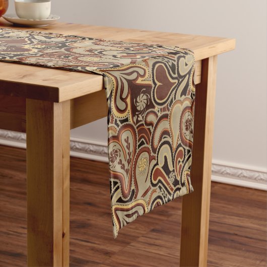 Latte Paisley Print Table Runner Korte Tafelloper (Voorbeeld)