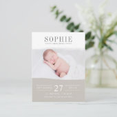 Latte perfectie foto geboorteaankondiging aankondigingskaart (Staand voorkant)