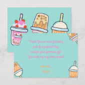 Latte pret fun bobba-thee verjaardag bedankkaart (Voorkant / Achterkant)