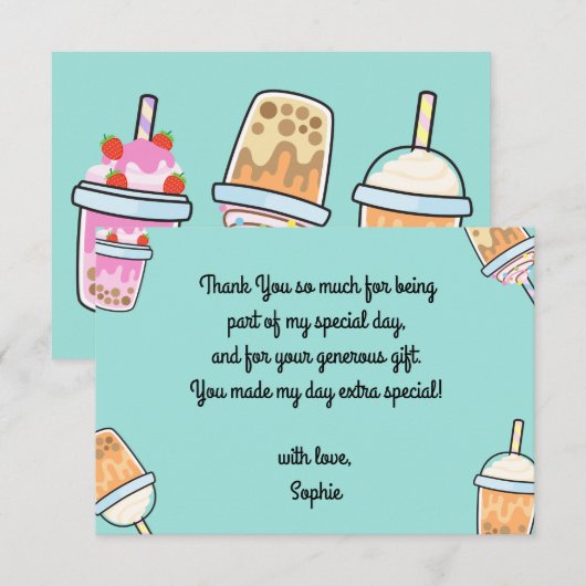 Latte pret fun bobba-thee verjaardag bedankkaart (Voorkant / Achterkant)