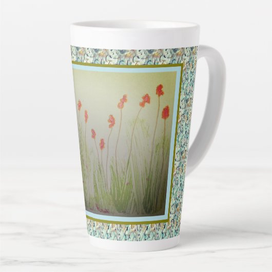 Latte - Red Wildflowers Latte Mok (Rechterhoek)