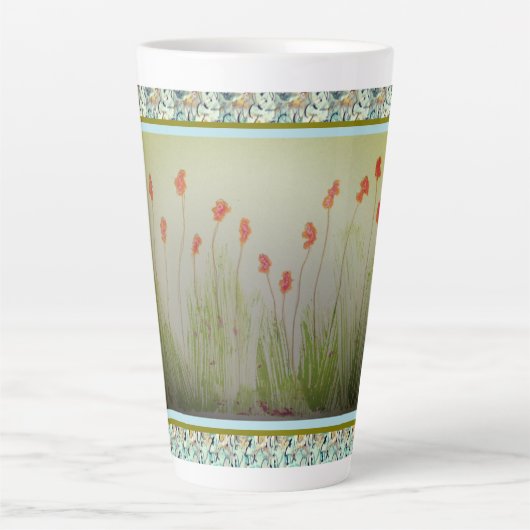 Latte - Red Wildflowers Latte Mok (Voorkant)