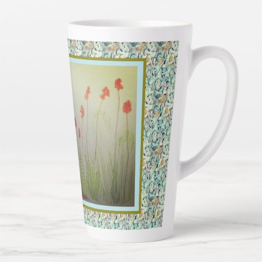 Latte - Red Wildflowers Latte Mok (Rechts)