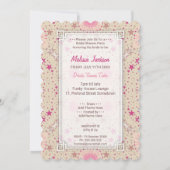 Latte roze Stars Patroonbassin Shower Invitation Kaart (Achterkant)