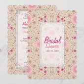 Latte roze Stars Patroonbassin Shower Invitation Kaart (Voorkant / Achterkant)
