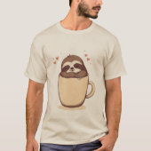 Latte Sloth. Cute Coffee Sloth, Funny Lazy Morning T-shirt (Voorkant)