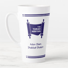 LATTE: TORAH MINYAN, ADON OLAM SHABBAT SHALOM 17oz Latte Mok