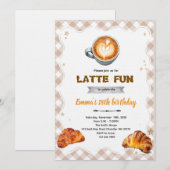 Latte verjaardag brunch feest uitnodiging  (Voorkant / Achterkant)