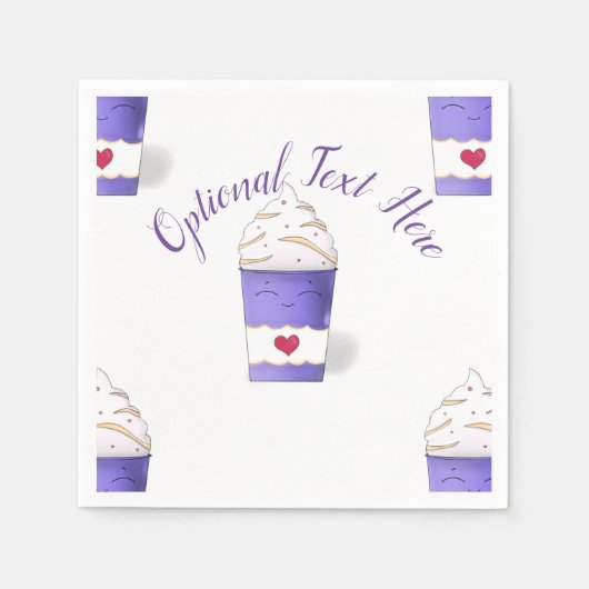 Latte & Wipped Cream (Paars) Napkins Servet (Voorkant)