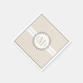 Latte, wit gestreepte patroon bruiloft servetten (Hoek)