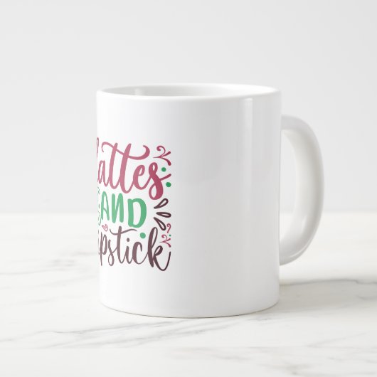 latten en lippenstift grote koffiekop (Voorkant rechts)