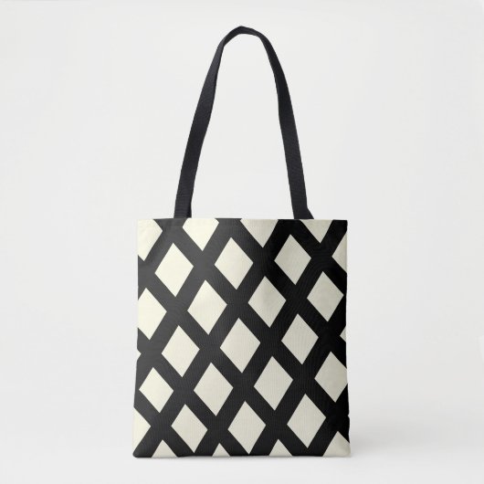 Lattice Canvas tas (Crème & Zwart) (Voorkant)