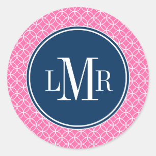Lattice Cirkels Patroon Monogram Ronde Sticker