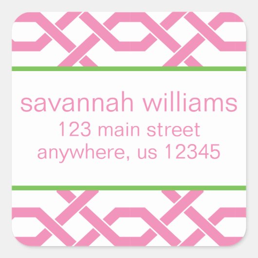 Lattice en Grosgrain retouradreslabels Vierkante Sticker (Voorkant)