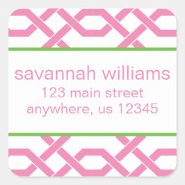 Lattice en Grosgrain retouradreslabels Vierkante Sticker