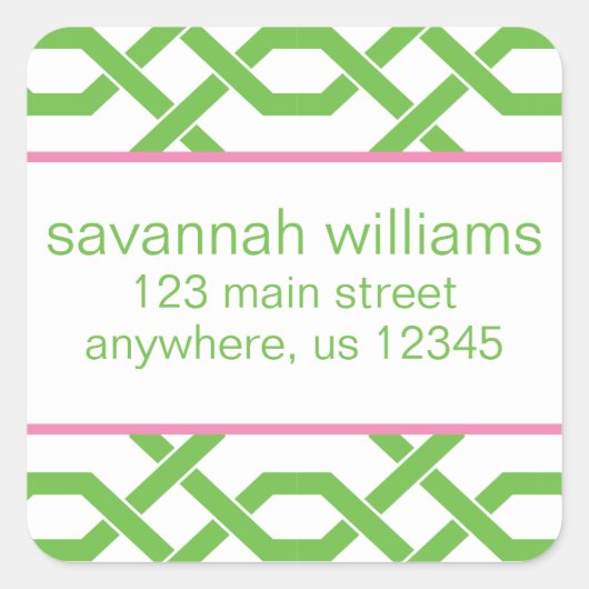 Lattice en Grosgrain retouradreslabels Vierkante Sticker (Voorkant)