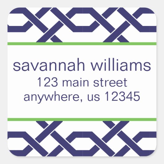 Lattice en Grosgrain retouradreslabels Vierkante Sticker (Voorkant)