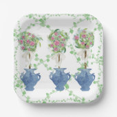 Lattice Green Topiary Rozen Ginger jars jar Papieren Bordje (Voorkant)