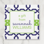 Lattice & Grosgrain Gepersonaliseerde Gift of Favo Bedankjes Labels (Voorkant)