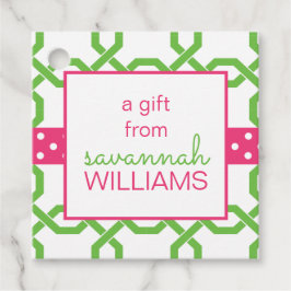 Lattice & Grosgrain Gepersonaliseerde Gift of Favo Bedankjes Labels