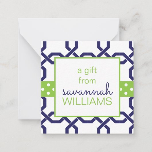 Lattice & Grosgrain Gift Enclosure Kaarten Notitiekaartje (Voorkant)