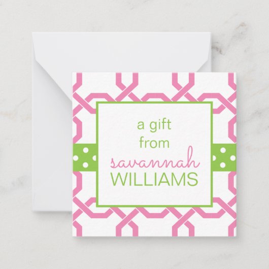 Lattice & Grosgrain Gift Enclosure Kaarten Notitiekaartje (Voorkant)