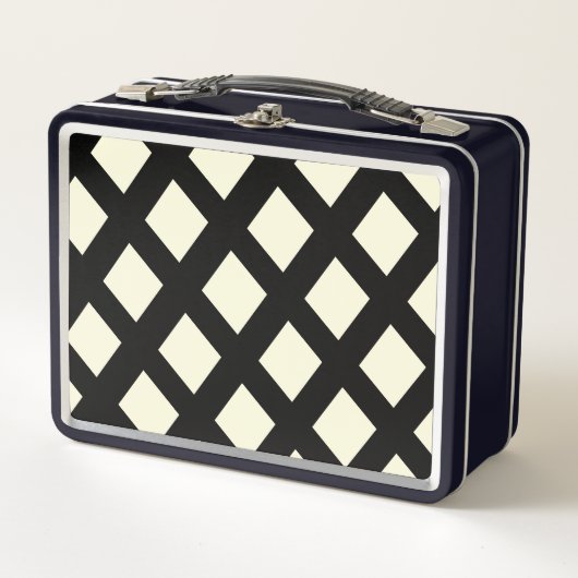 Lattice Metal Lunchbox (Crème & Zwart) (Voorkant)